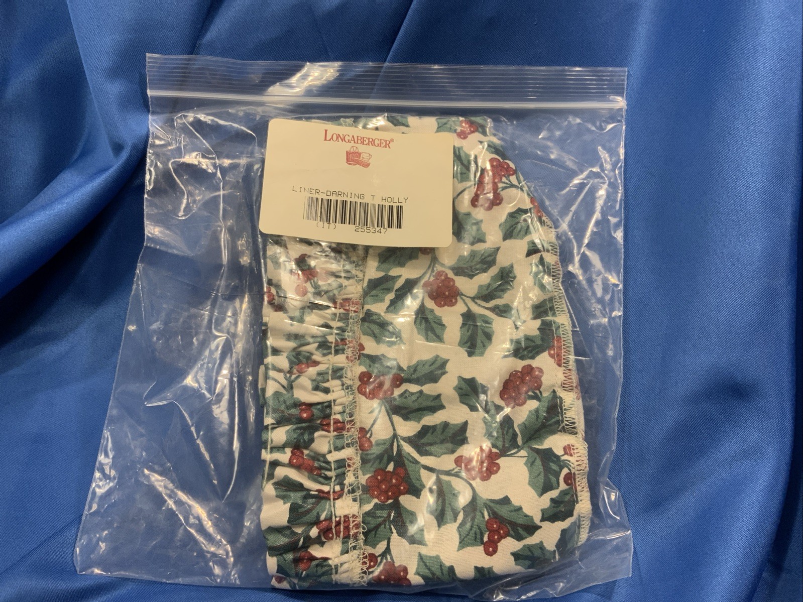 Longaberger Liner Traditional Holly #255347 13″L x 3″ Tall x 5″W NEW Holiday