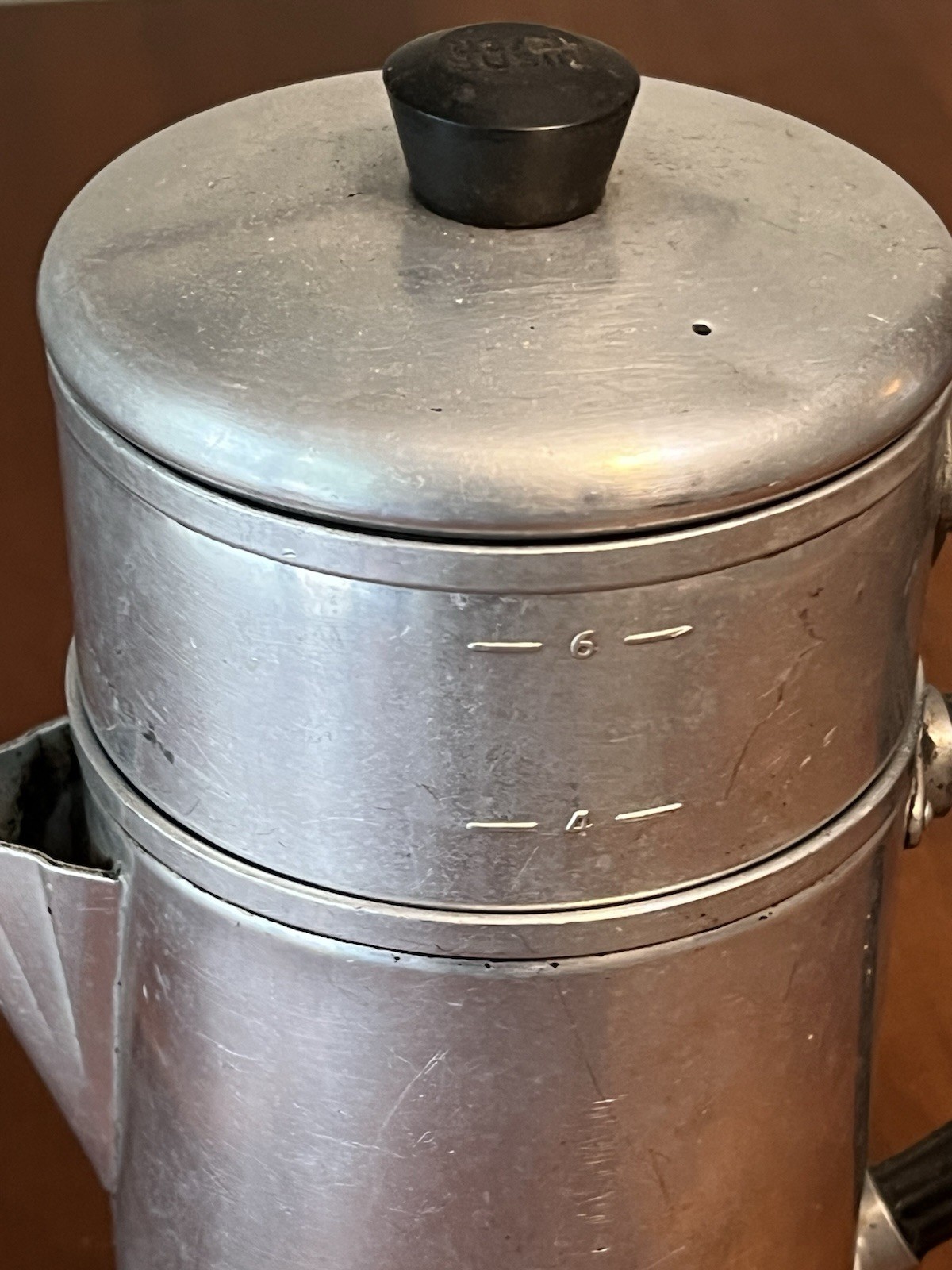 Vintage Wear-Ever 966 Aluminum Dripolator Coffee Pot Silver Black