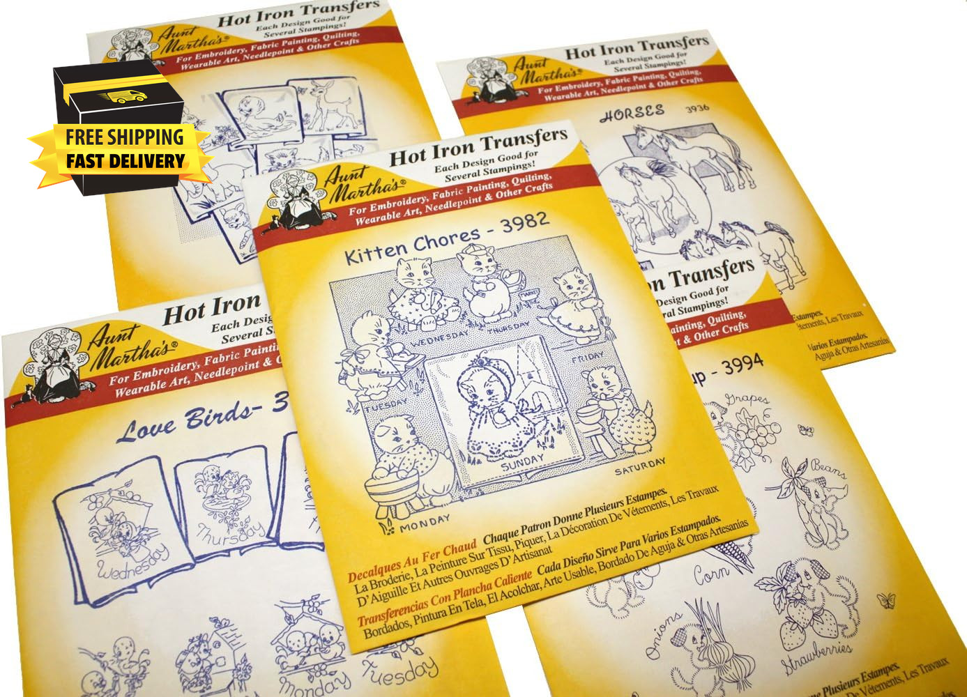 Iron on Transfer Patterns for Stitching, Embroidery or Fabric Painting, Cute Vin