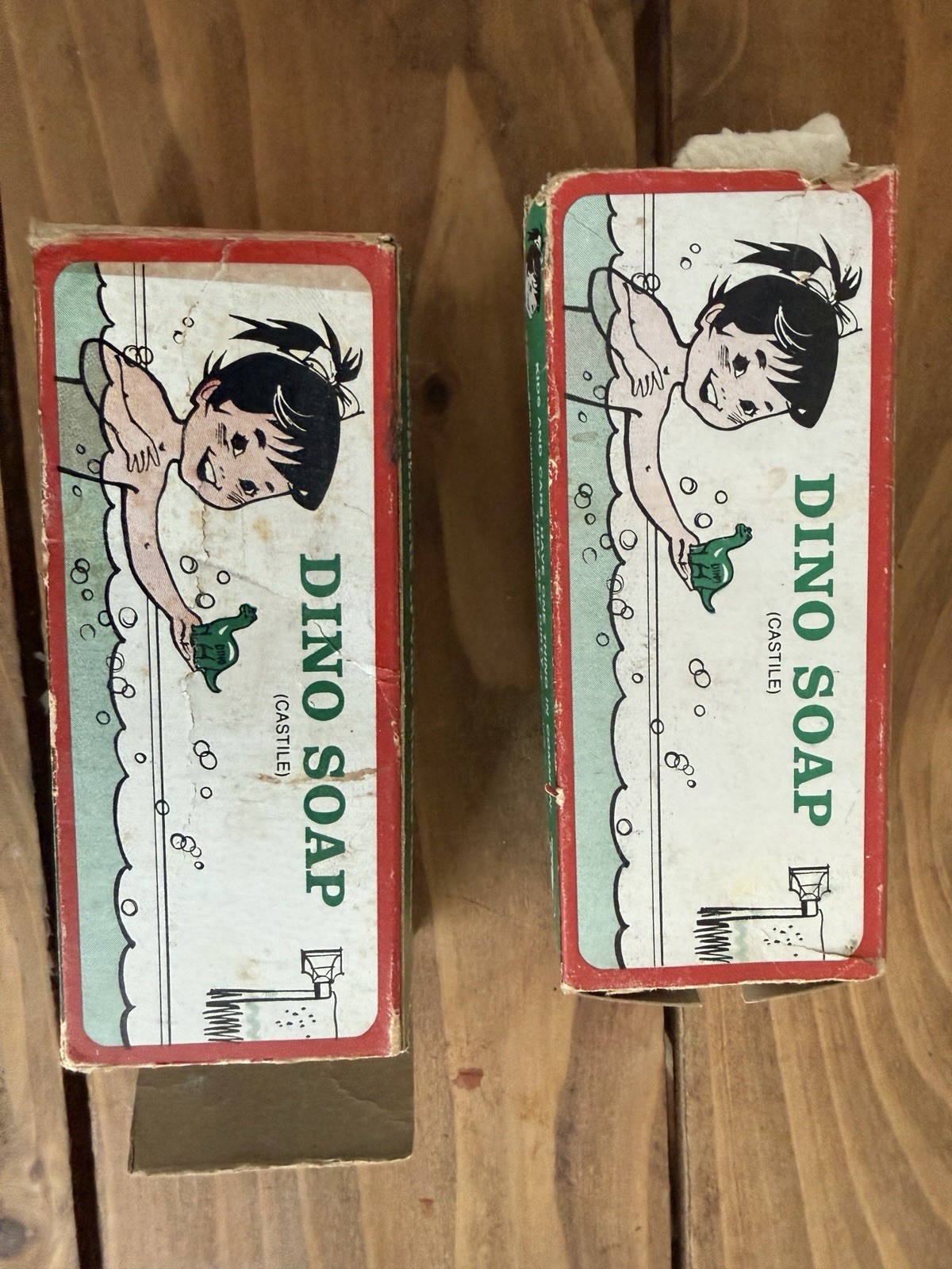 Lot of 2 Vintage Dino Castile Soap Dinosaur Bars w/ Original Boxes Green