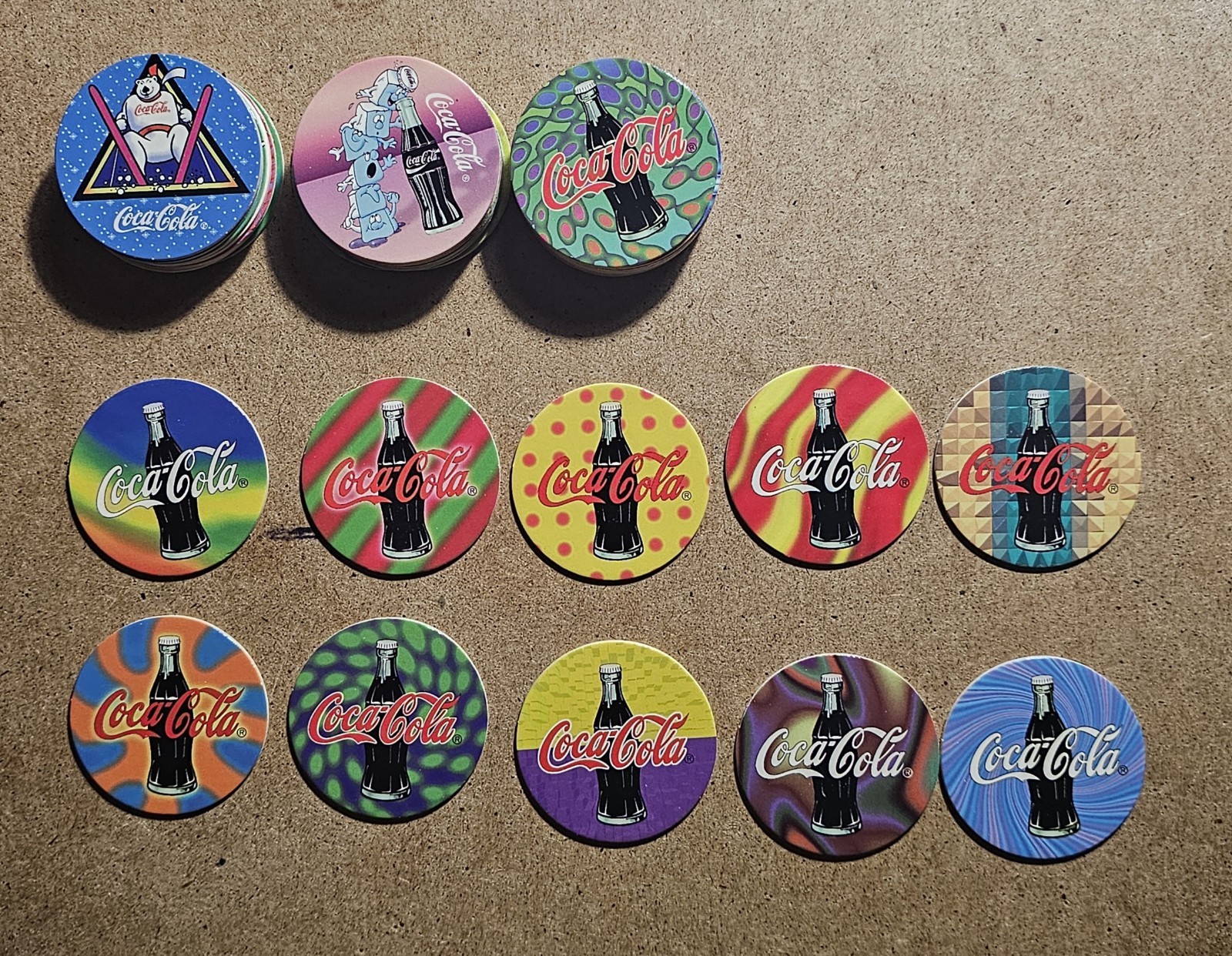 1995 Coca-Cola “Coke Caps” Collection set Of 40 Caps W/ 4 Slammers & Extra Caps