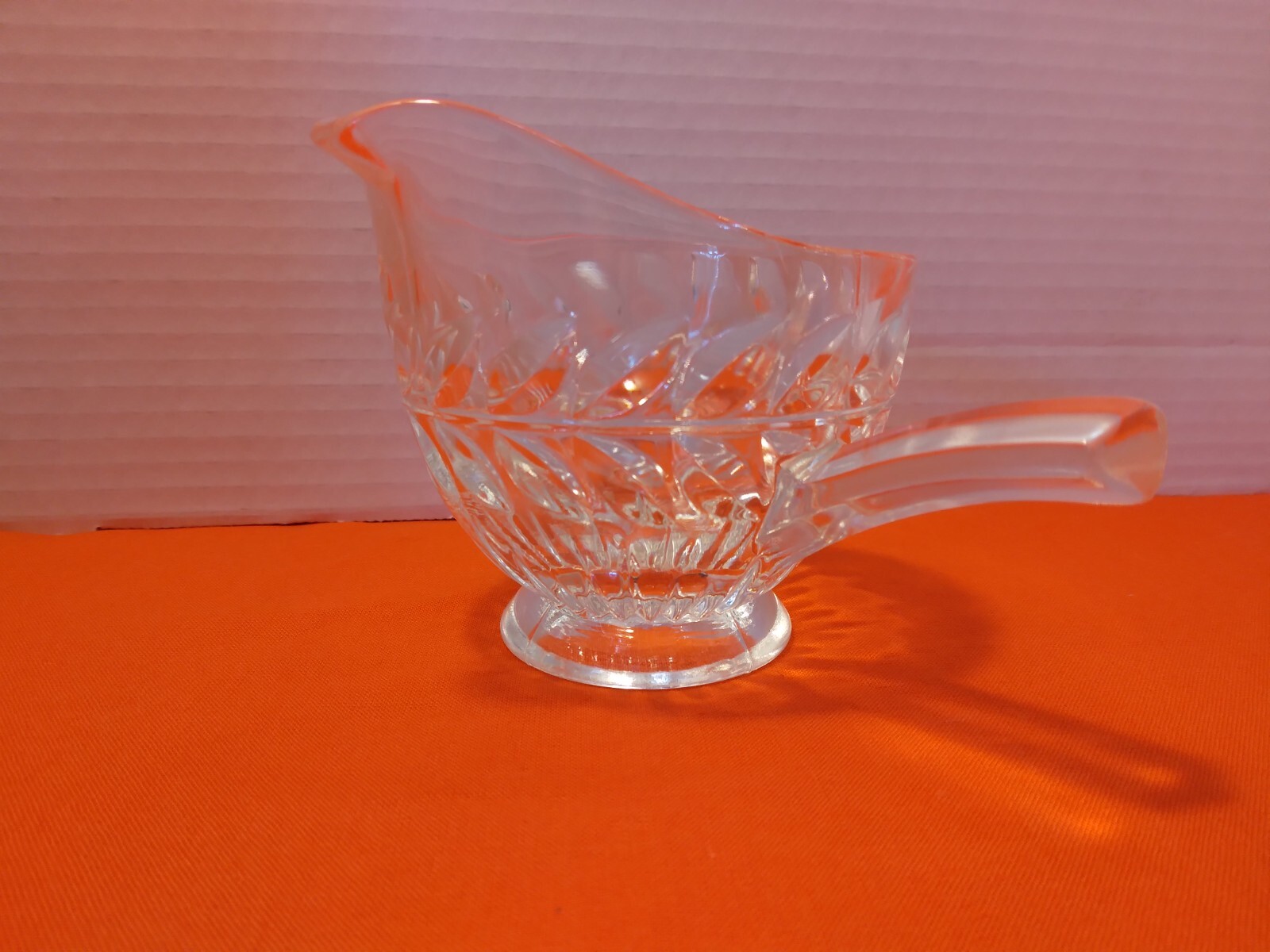 Pressed Clear Glass Creamer Side Handle w/Pour Spout Wheat Pattern Vintage