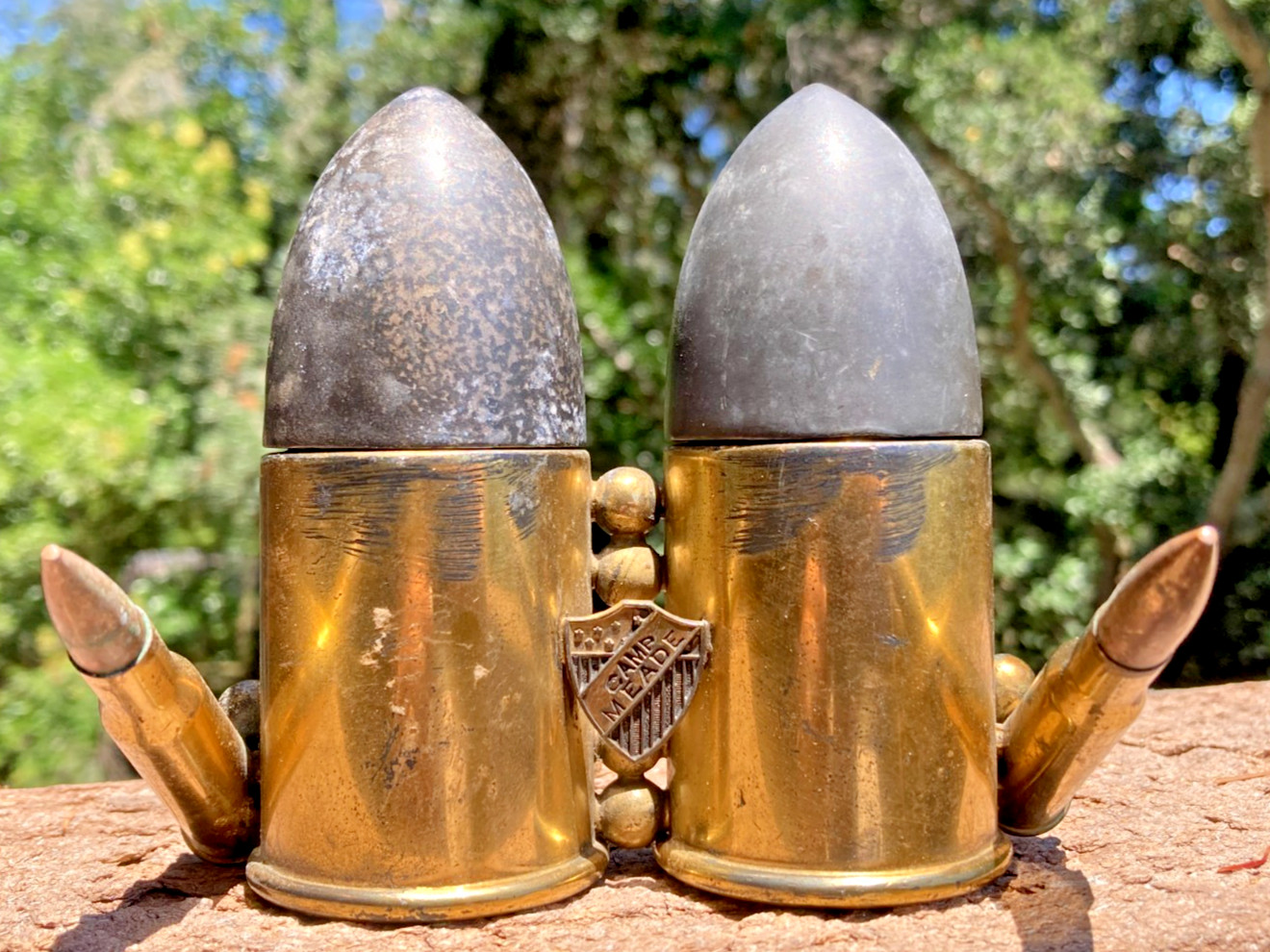 WW2 US Army Military Desk Set Trench Art Souvenir Camp Meade