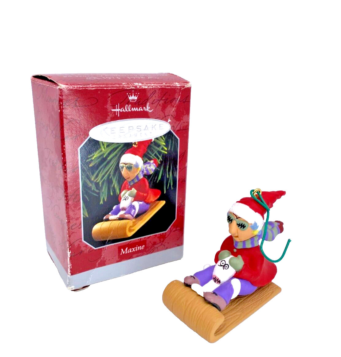 Hallmark Keepsake 3″ Sledding Maxine Humor Christmas Ornament Figurine 1998