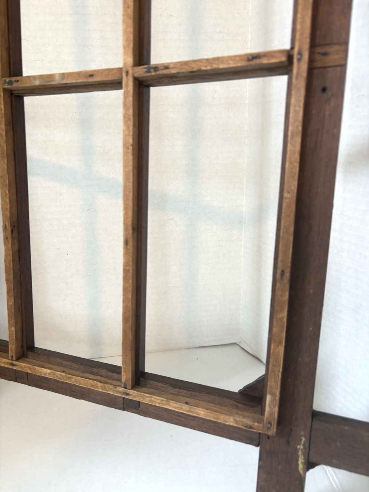 Tramp Art Frame 27 x 21.5 inches overall with six 4 x 9 inch openings