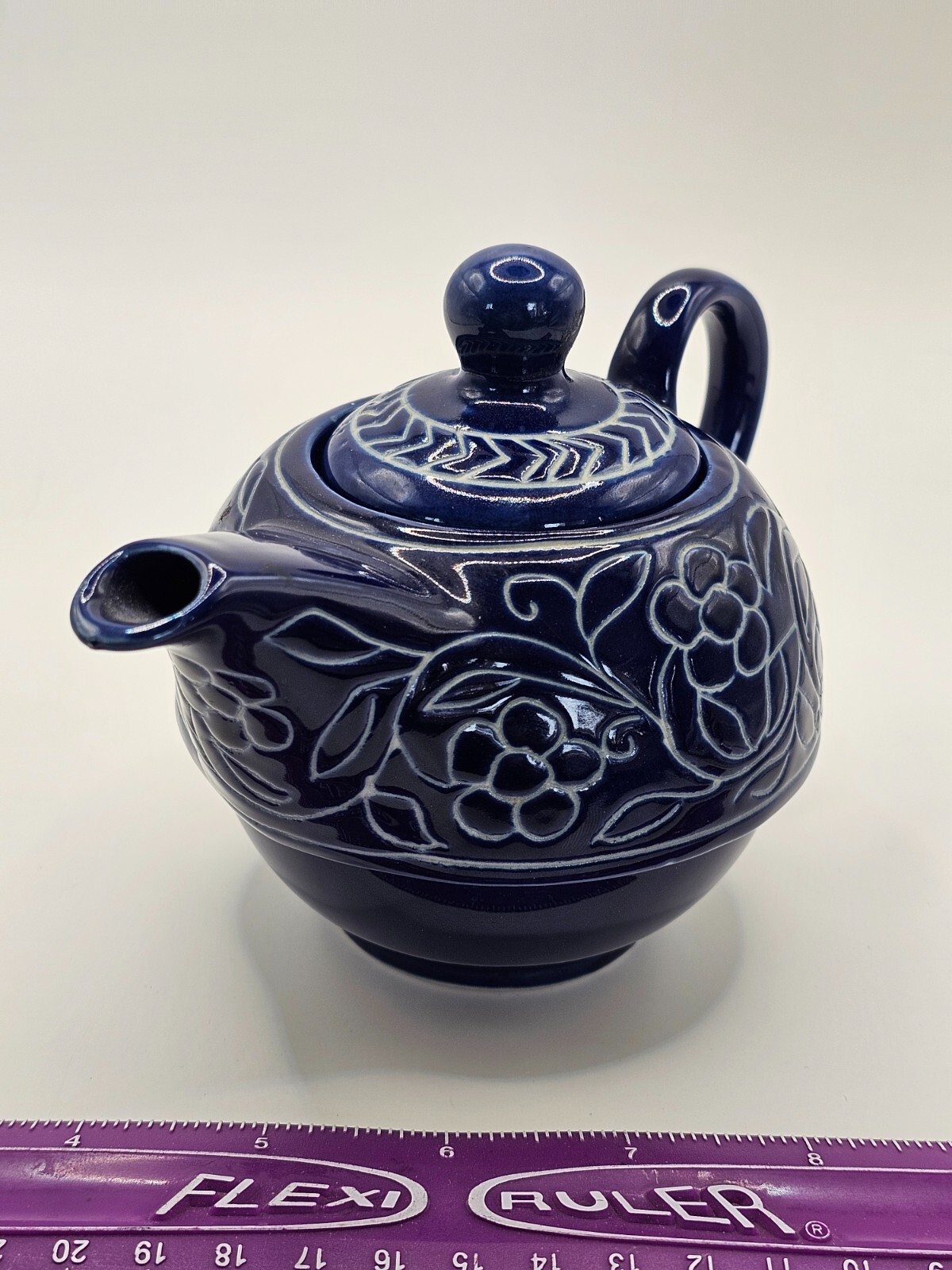 Vintage Jaipur Blue Pottery Teapot Flowers Desert Sands – Indian Ceramic Art