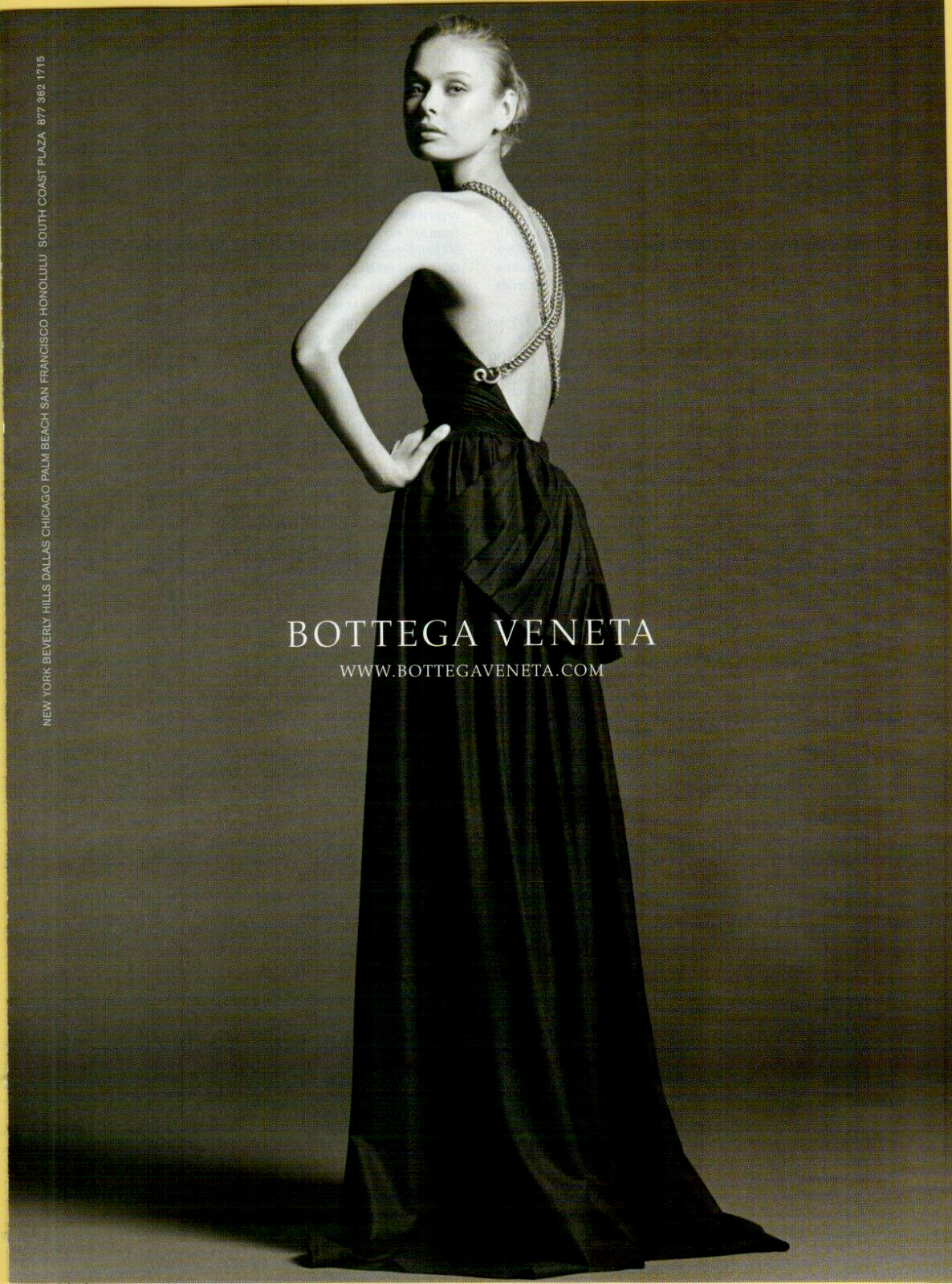2006 Bottega Veneta Black Gown Woman High Fashion Sexy Blonde Model Print Ad