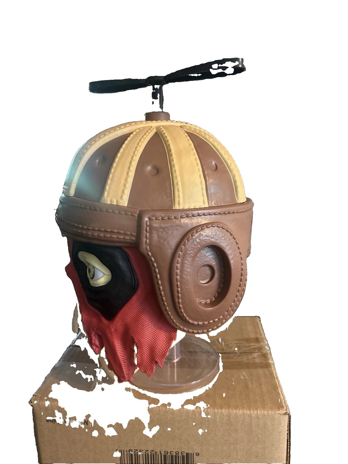Deadpool Marvel Skull Figurine w/ Propeller Helmet, 3D Effect Matte, 7 in
