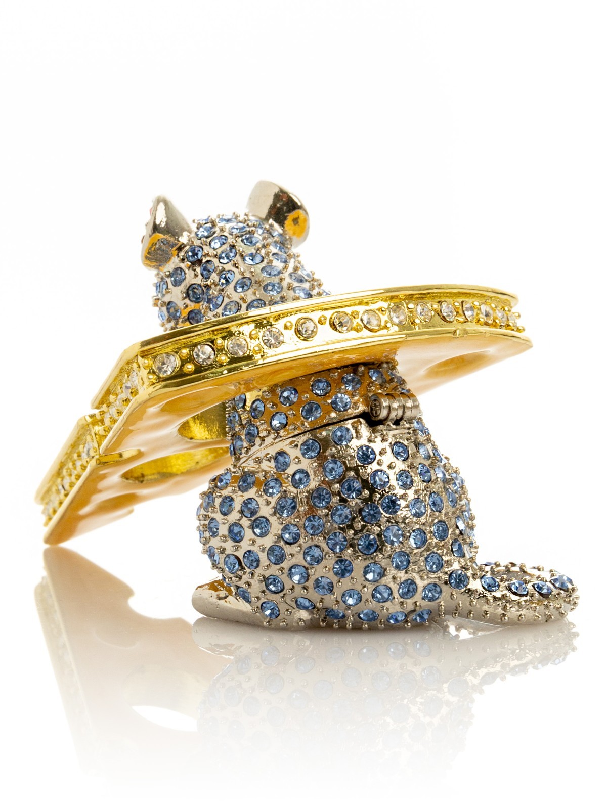 Keren Kopal Mouse with cheese Trinket box Decorated with Austrian Crystals