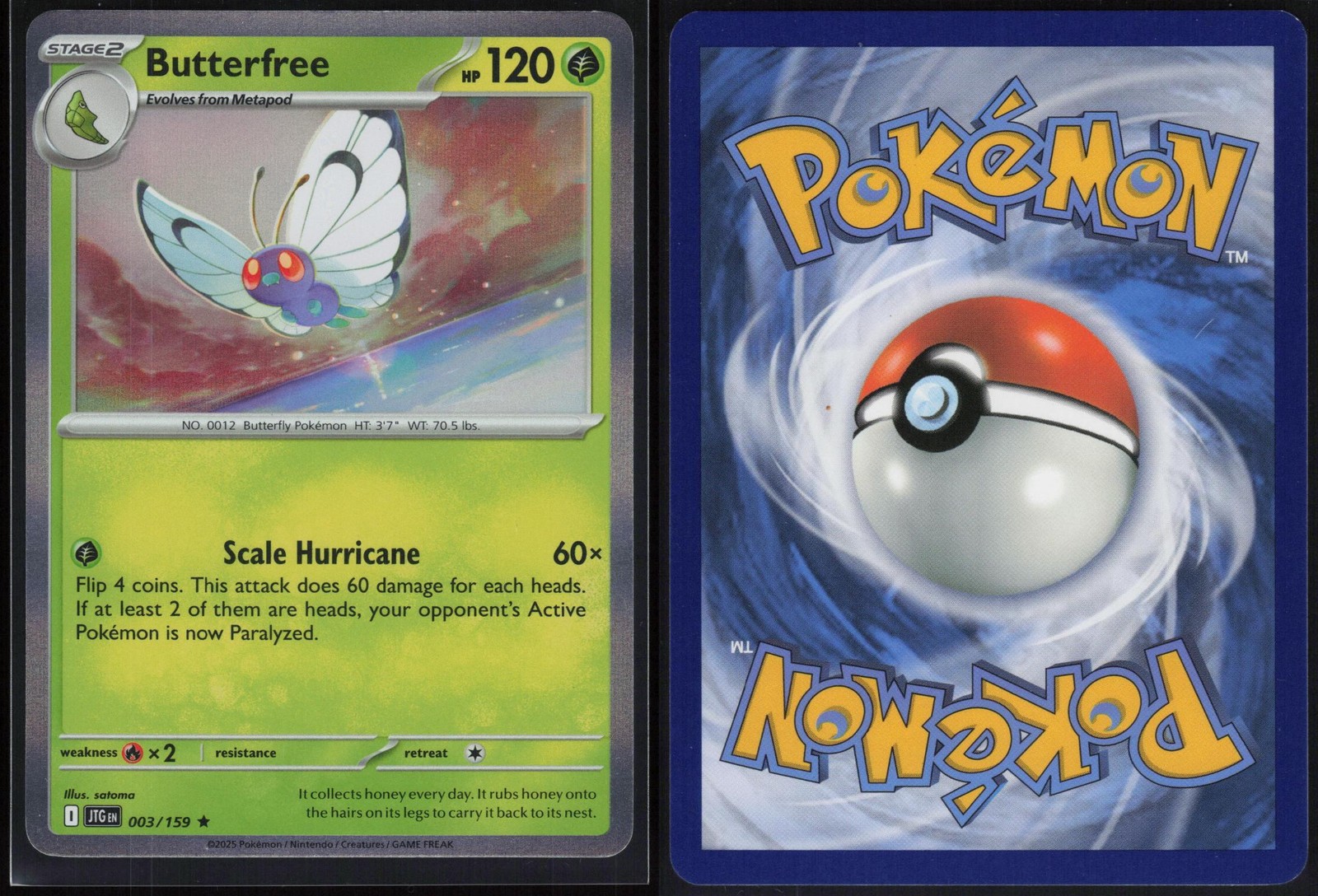 Butterfree 003/159 Holo Journey Together Rare satoma Near Mint