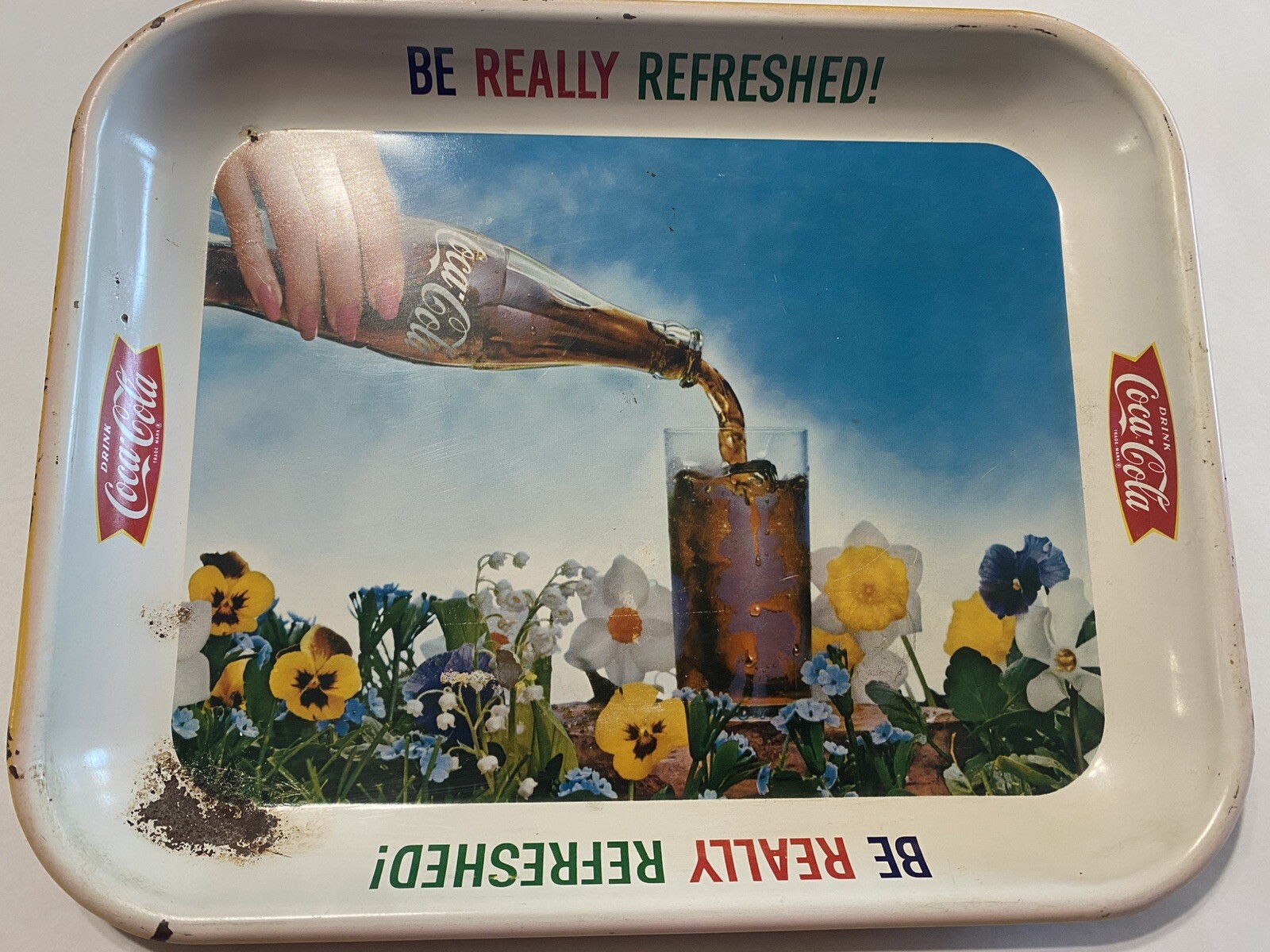 Vintage Coca Cola Metal Tray “Be Really Refreshed” Soda Coke