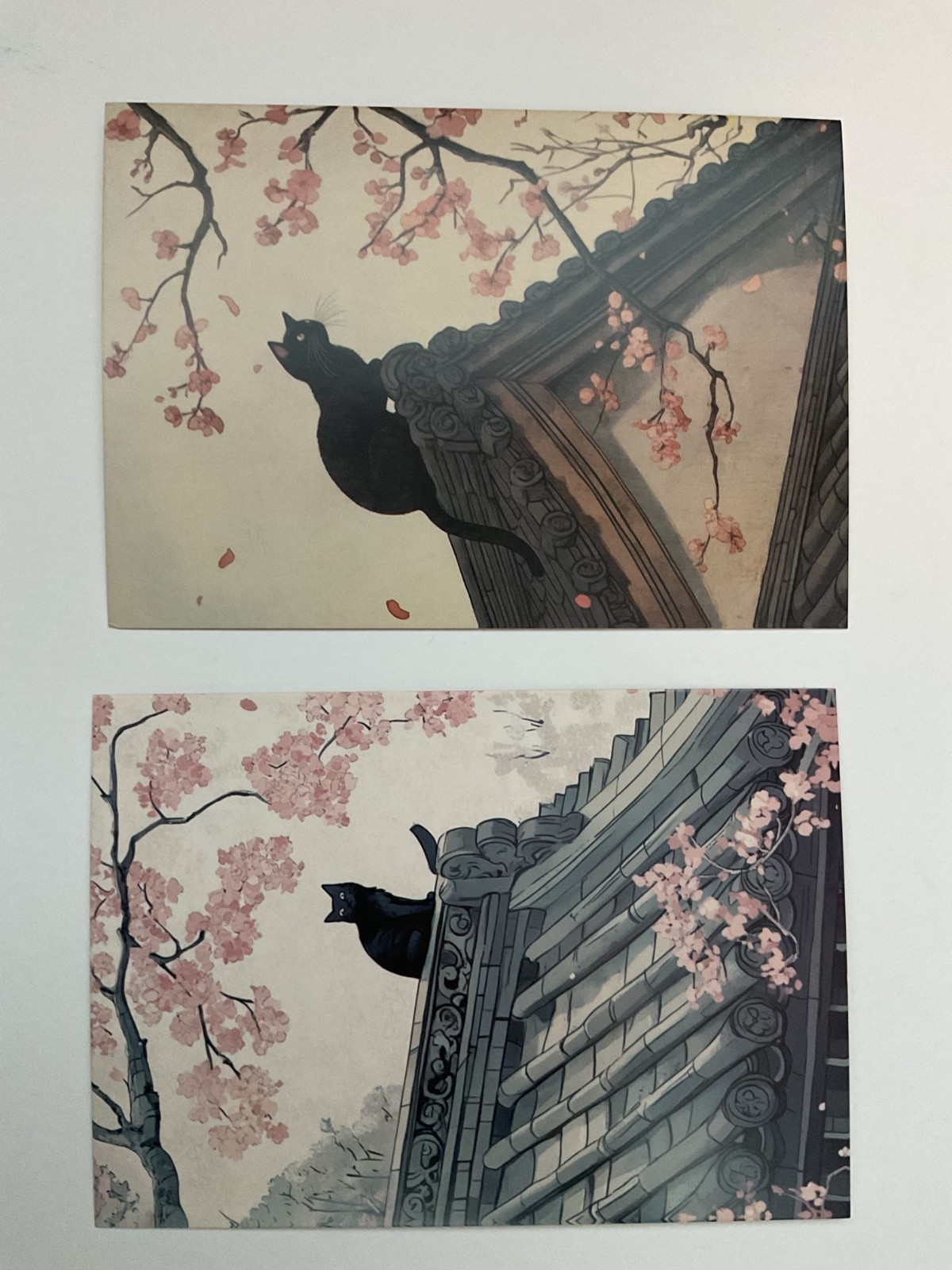 Japanese Style Black Cat Art Japan Theme Postcard 4×6 NEW (2)