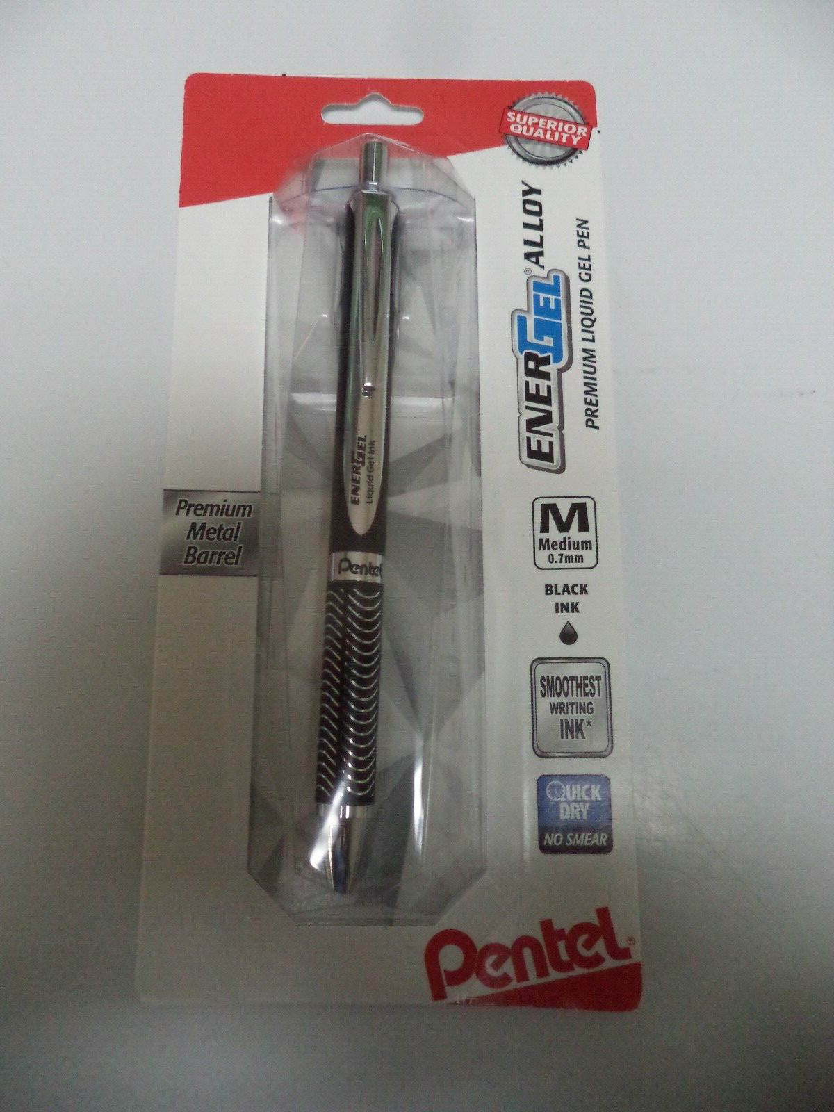 Pentel Energel Alloy Liquid Gel Roller Medium 0.7mm BLACK Metal Barrel + Refill?