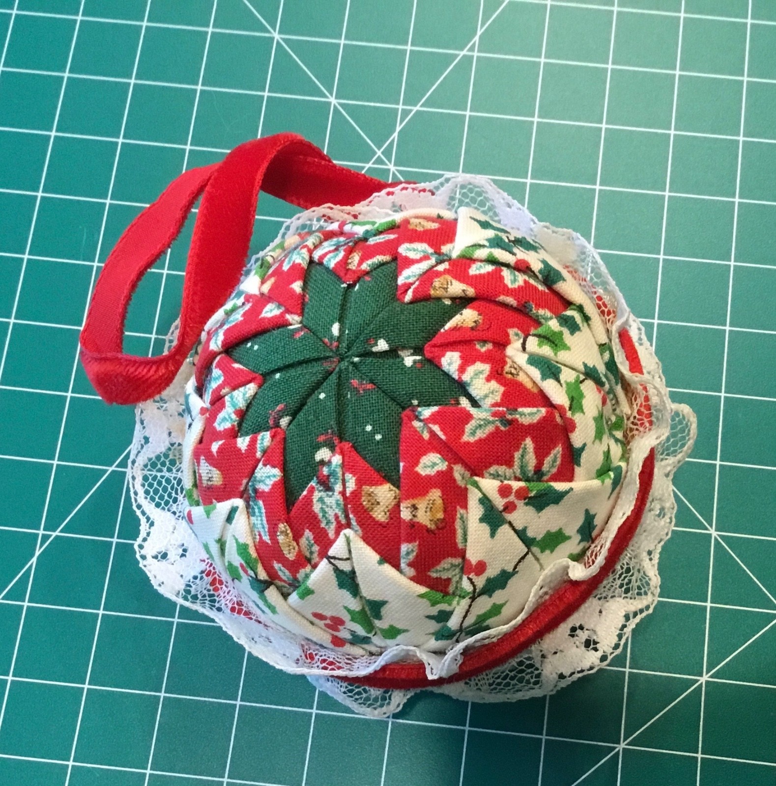 vintage Quilted Folded Star Christmas Ornament