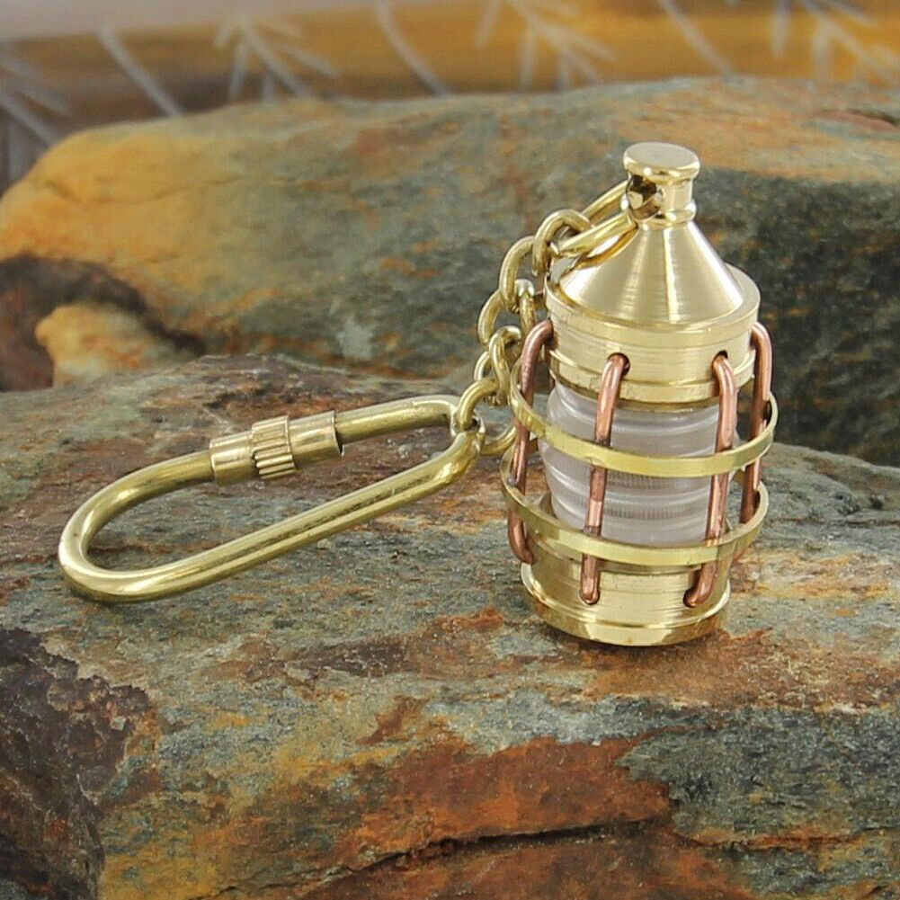 Vintage Nautical Brass Boat Lantern Keychain | Maritime Anchor Lamp Key Ring