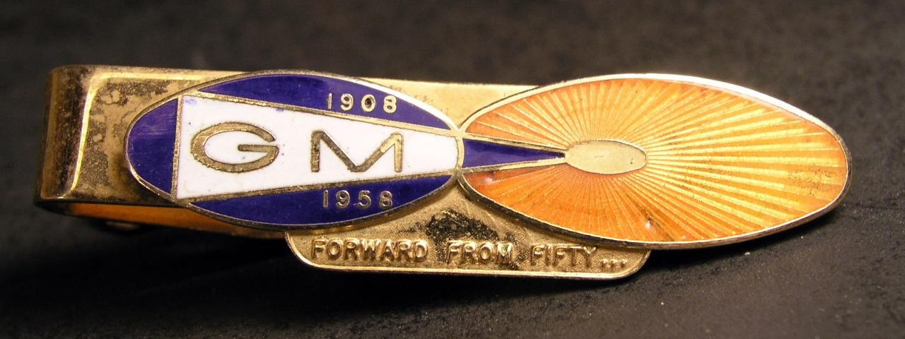Vintage G.M.General Motors 1908-1958 Forward From Fifty Enameled Tie Clip