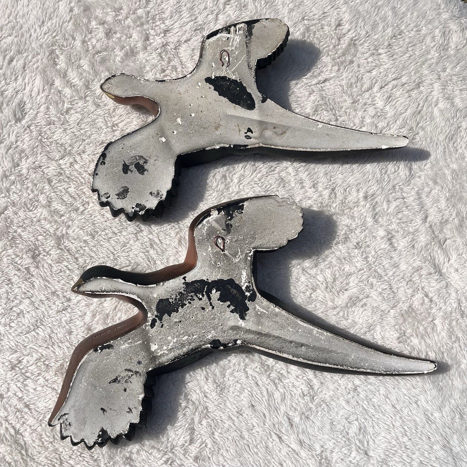 Vintage 1959 Chalkware Flying Pheasants Set of 2 Miller Studio Bronze Metallic