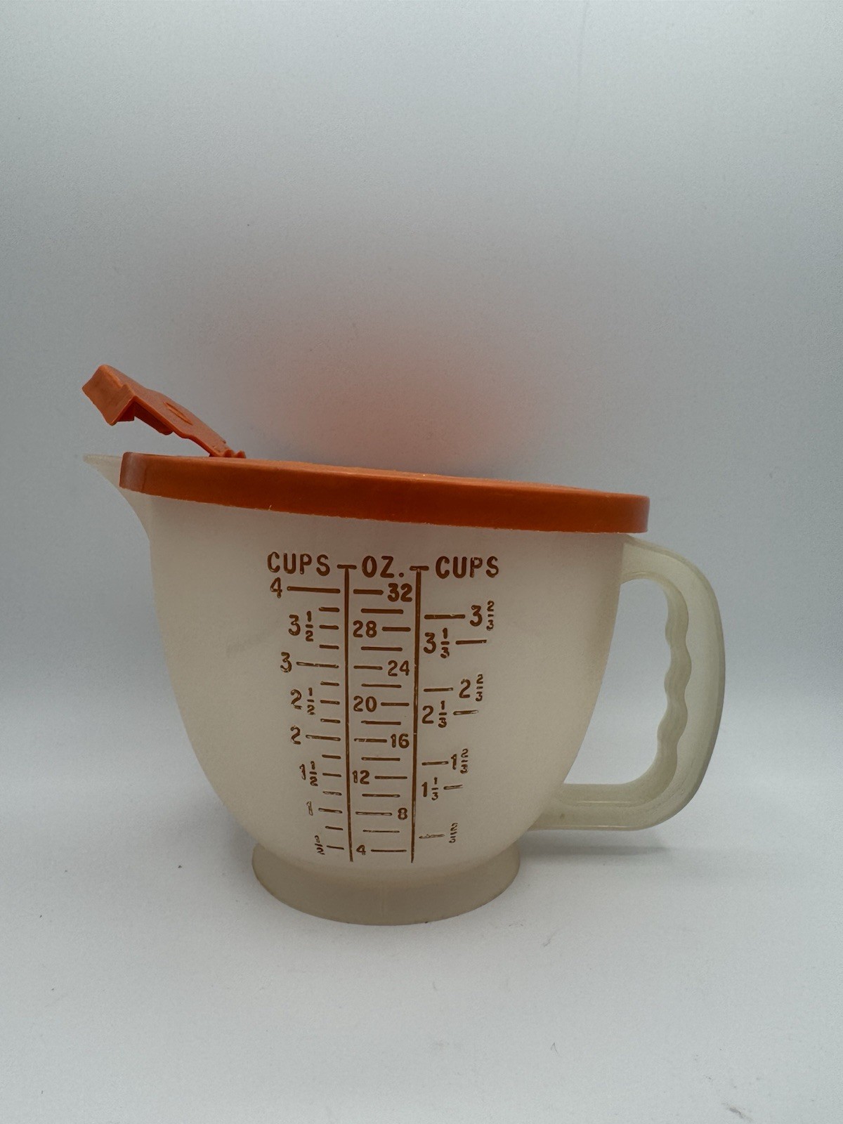 Vintage Tupperware Measuring Cup/Pitcher 1288-2 With Orange Lid Made In USA