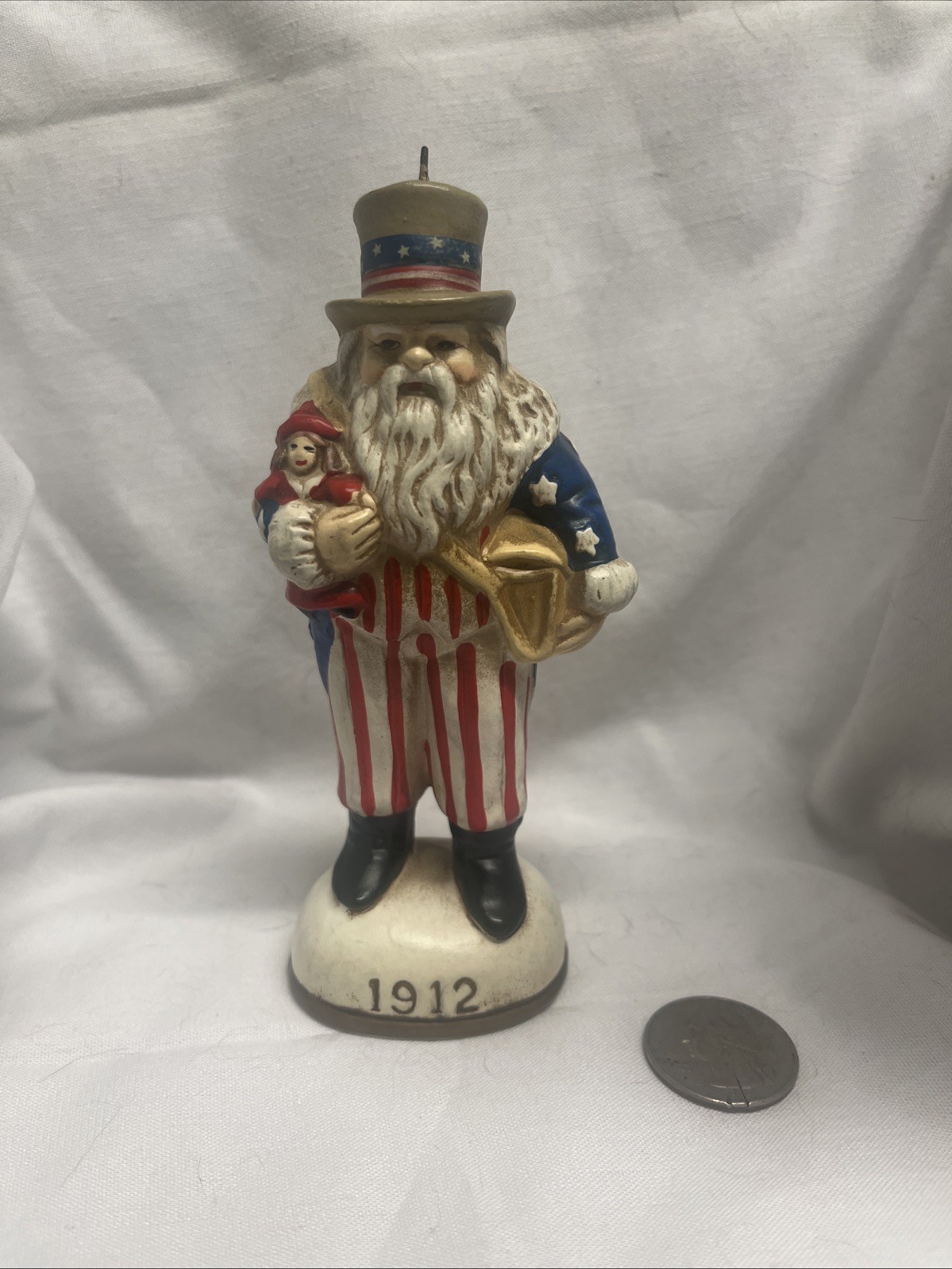 1985 Christmas Productions Patriotic Santa Figurine 1912 USA Uncle Sam Style
