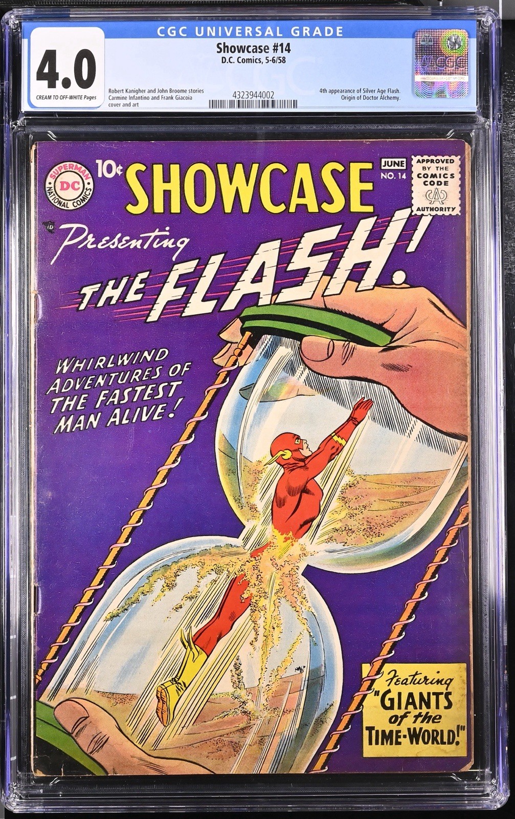 Showcase #14 1958 CGC 4.0 4th Flash appearance! Beautiful Colors!