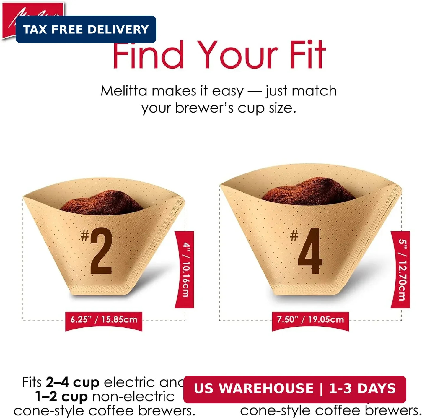 Melitta #4 Unbleached Coffee Filters, Premium, Natural Brown, Flavor Enhancing C