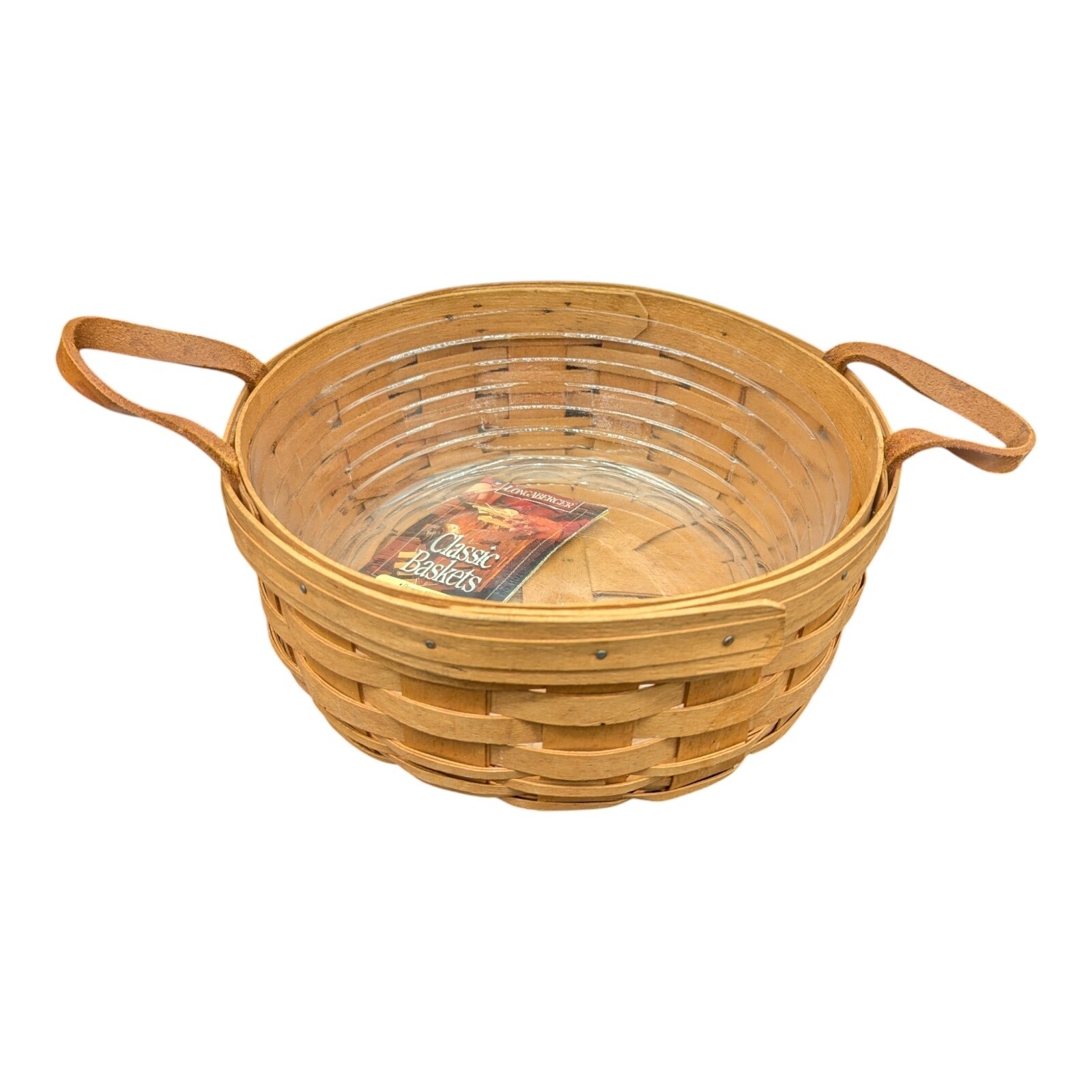 VTG Longaberger Round Handwoven Basket 10″ With Liner Handles 10x10x4