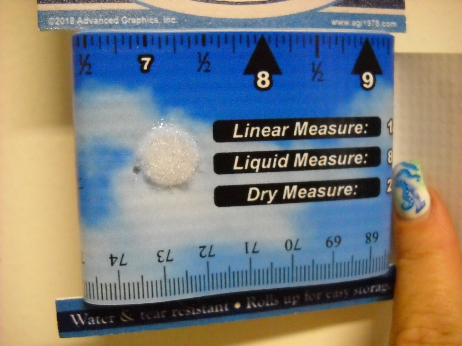 AGI Butterflies Roll Up Ruler 36″ Linear Liquids Dry Water Tear Resistant
