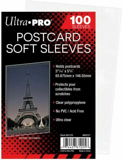 Pack of 100 Ultra PRO Postcard Sleeves 3-11/16 X 5-3/4 Buy More Save More
