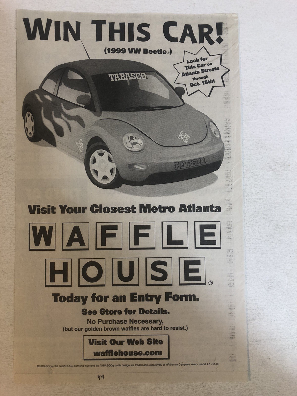 Waffle House 1999 1990s Vintage Print Ad Advert pa44