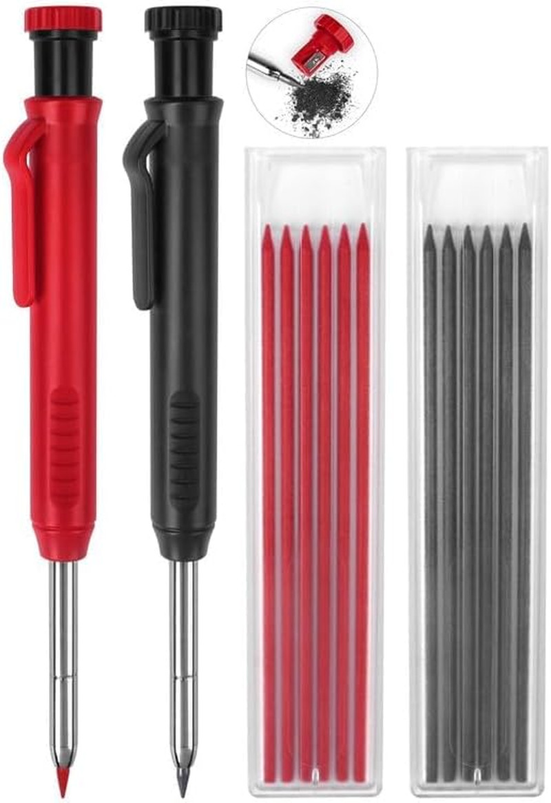 2 Pack Carpenter Pencils Mechanical Pencils with 12 Refills