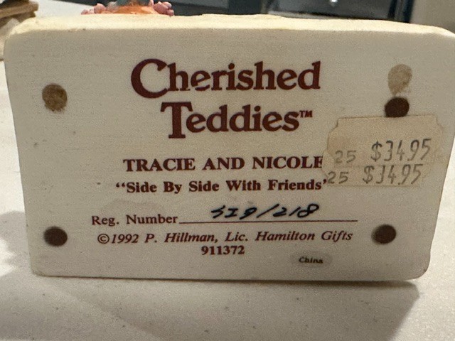 Cherished Teddies Tracie and Nicole “Side By Side with Friends” Vintage 1992