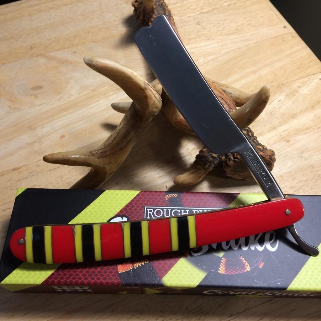 Rough Ryder Black, Red, Yellow Acrylic Coral Snake 6 3/8″ Straight Razor RR2277