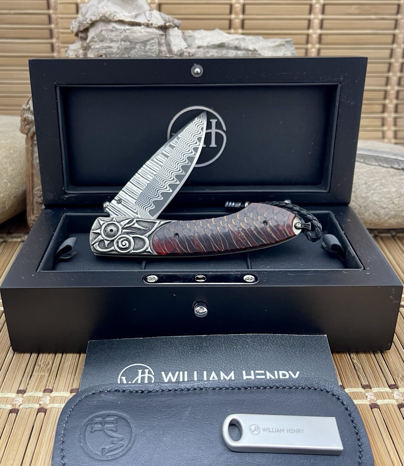 William Henry Norway Blue Spruce Pine Cone B12 Red Lodge Damascus Knife 1/50