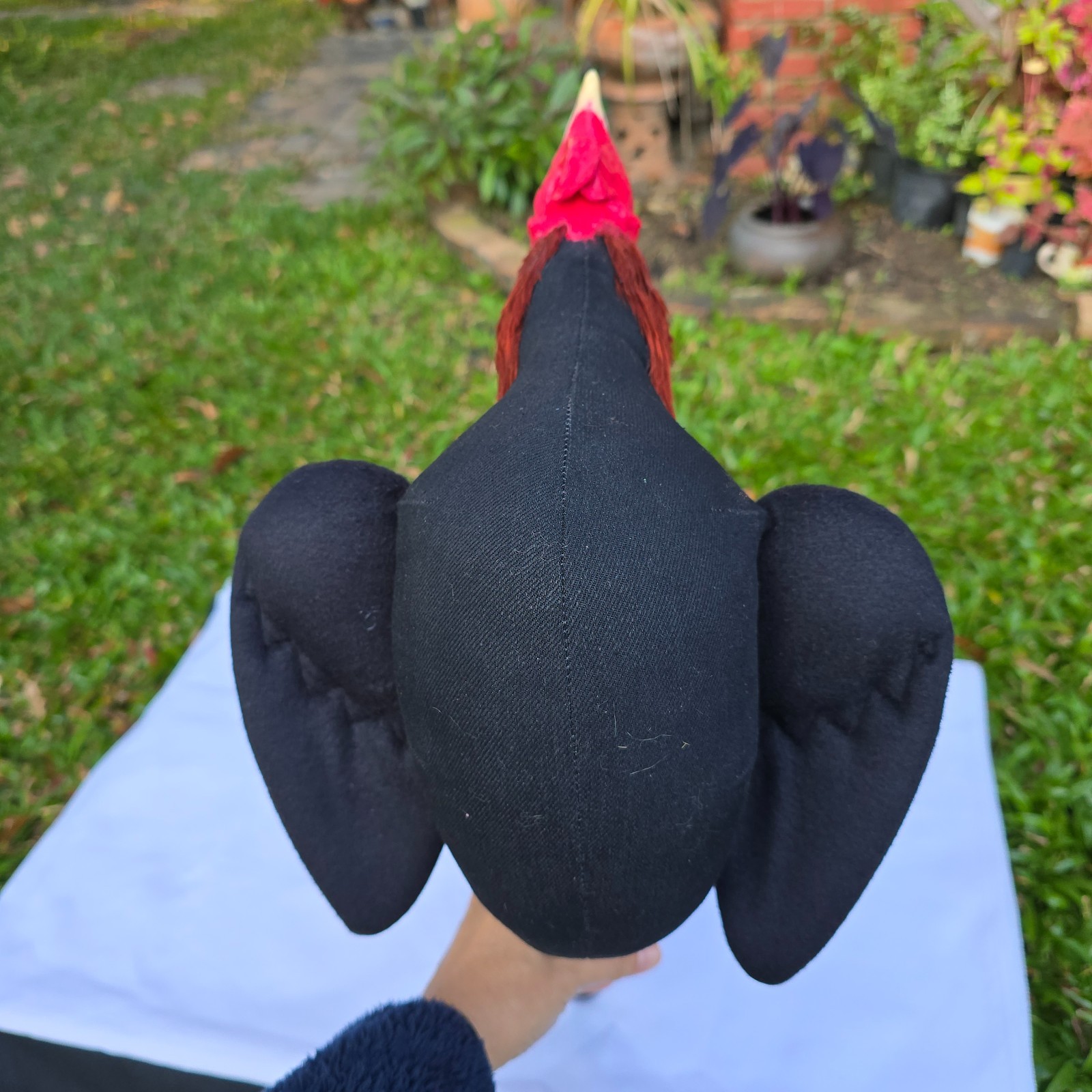 Rooster Doll with Handle Realistic Chicken Tough Durable Toy Silicone Head