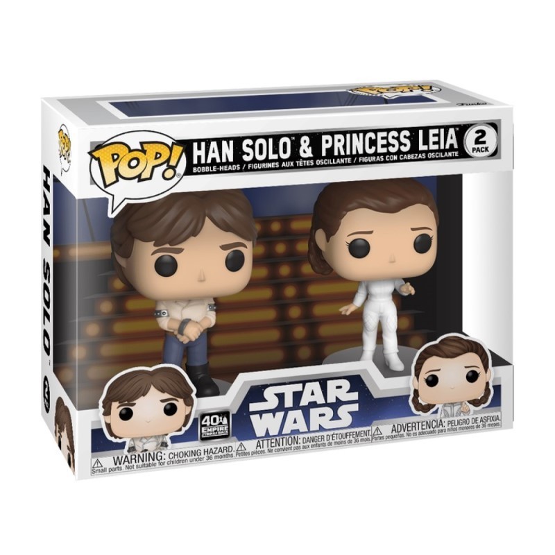 Funko Pop! Star Wars The Empire Strikes Back Han Solo & Princess Leia 2-Pack New
