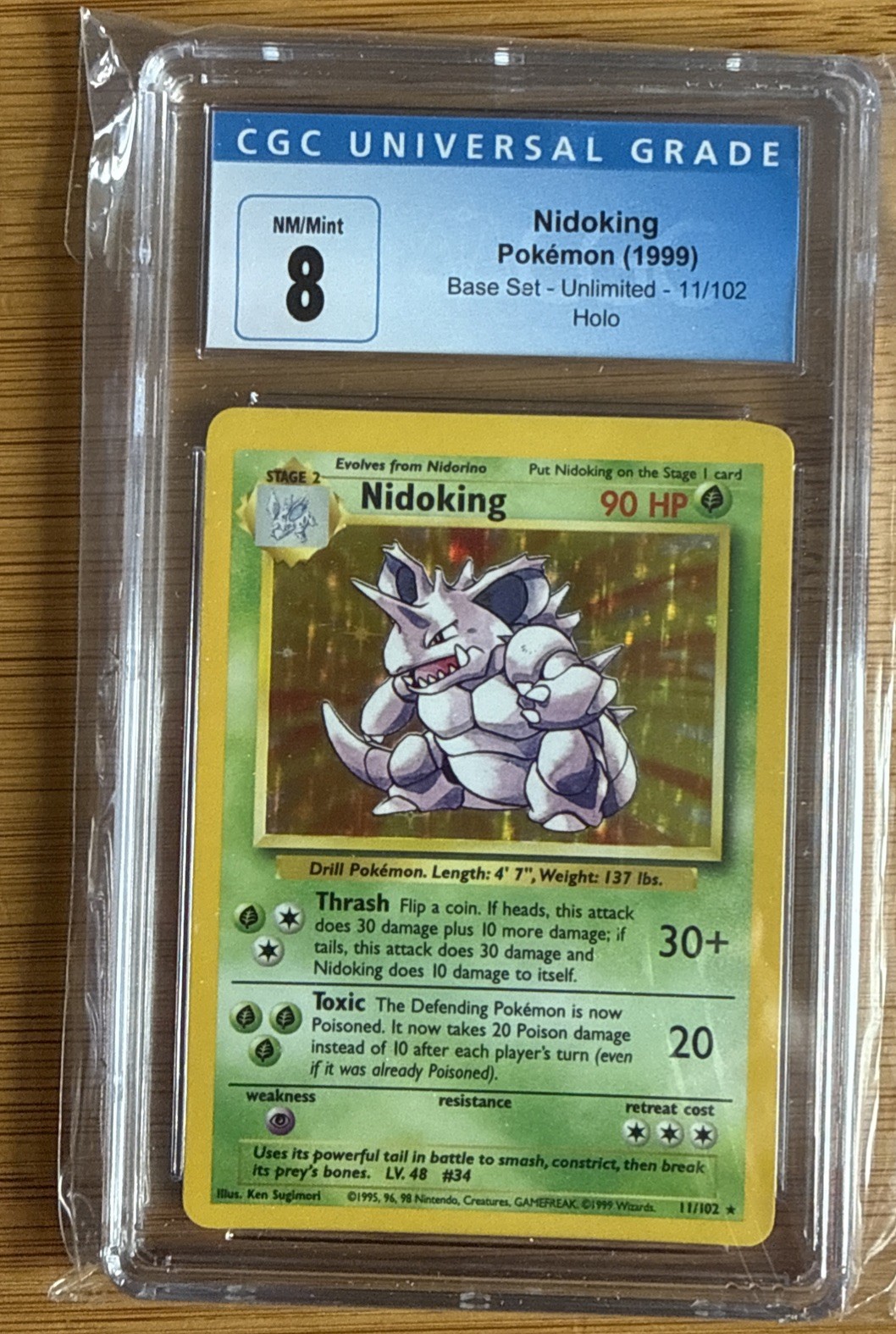 1999 NIDOKING 11/102 Pokemon Base Set HOLO CGC 8 NM/Mint