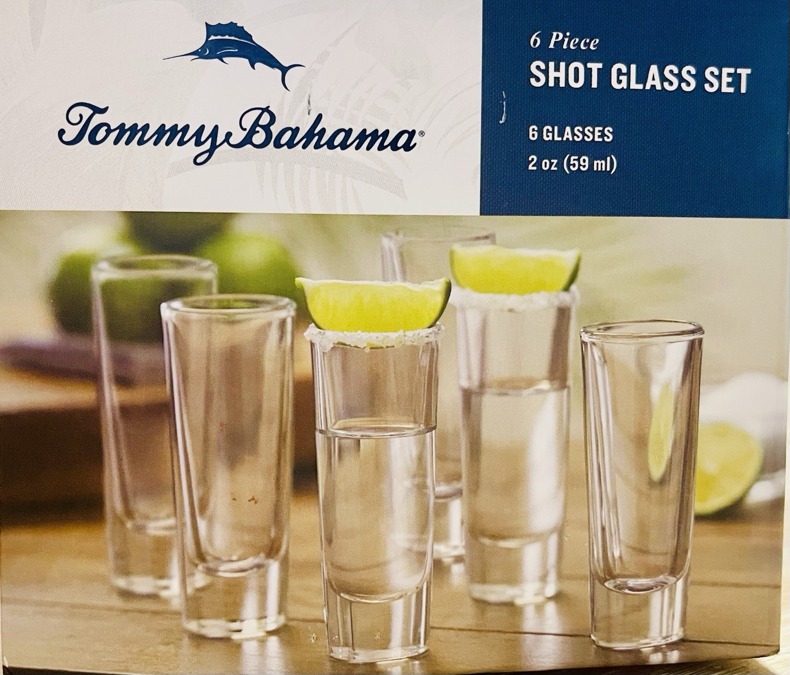 Tommy Bahama 6 Piece Shot Glass Set 2 Oz/59 ml Each