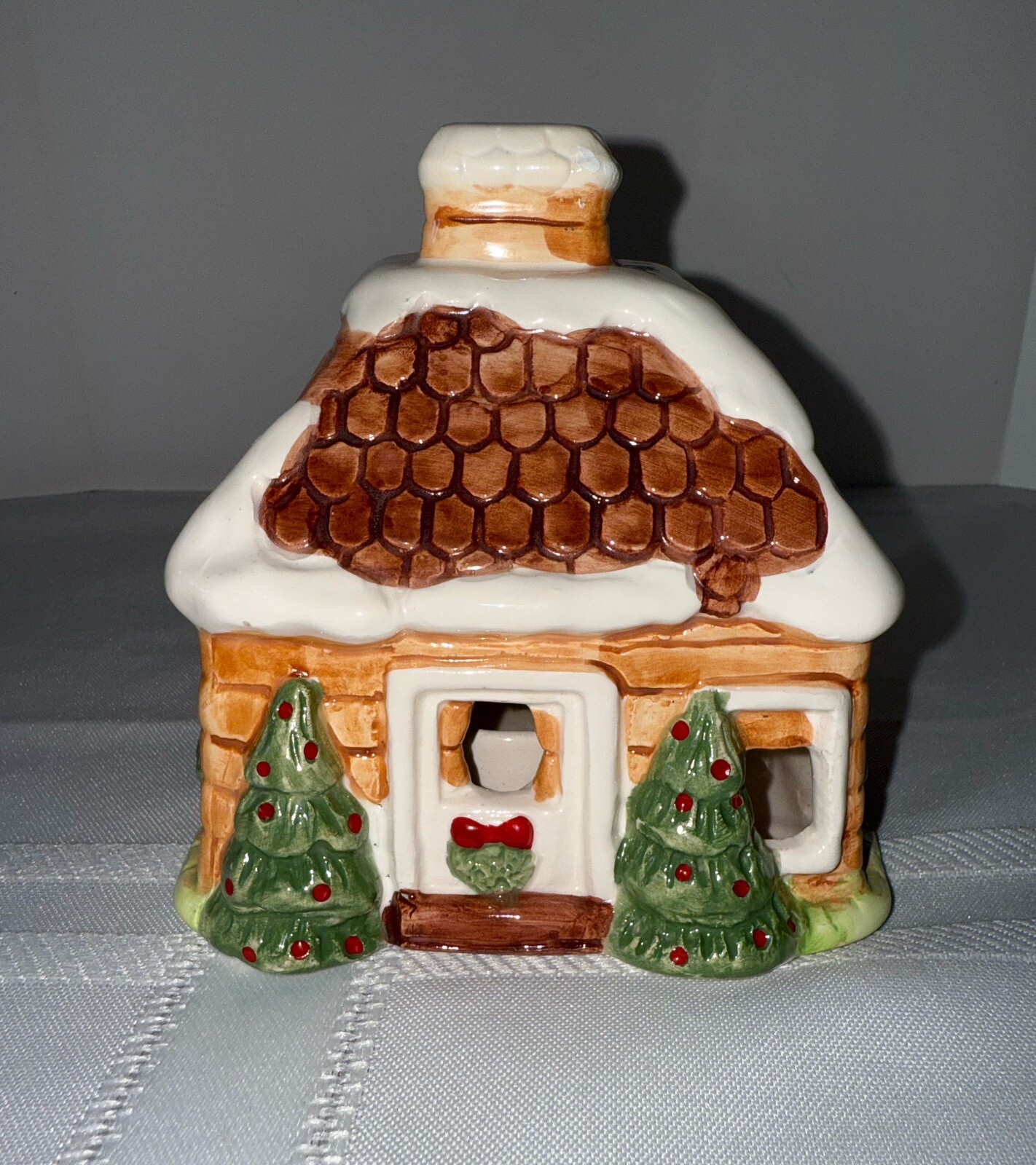 Vintage Christmas Cottage Interpur Tealight Holder 5.4” Light in 5 places