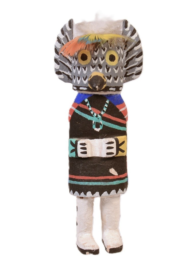 Hopi Pueblo Miniature Hanging Owl Kachina Doll ca. 1955 – 1965 4.375″ H x 1.5″