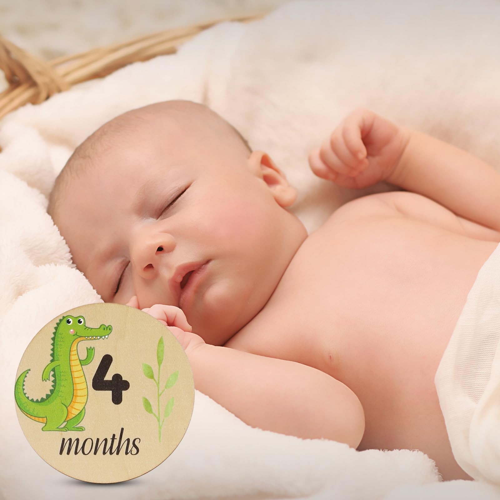 7 pieces monthly baby step cards, monthly wooden round card