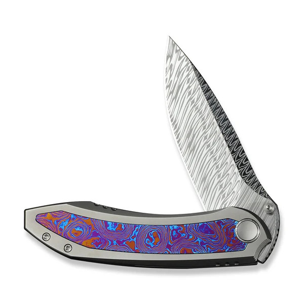 WE Knife Winsome 23092-DS1 Bead-Blasted Titanium Timascus Damasteel Knife