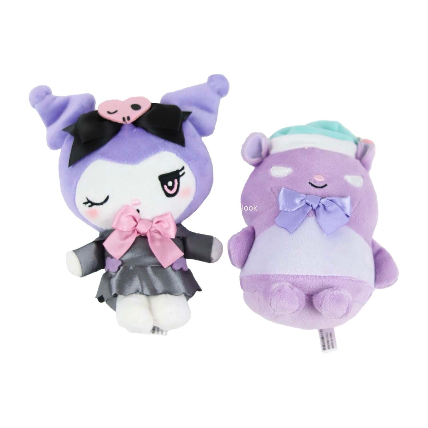 Kuromi & Baku Ichiban Kuji Mascot Holder Plush Doll Set 5″H Japan 2022 Kawaii