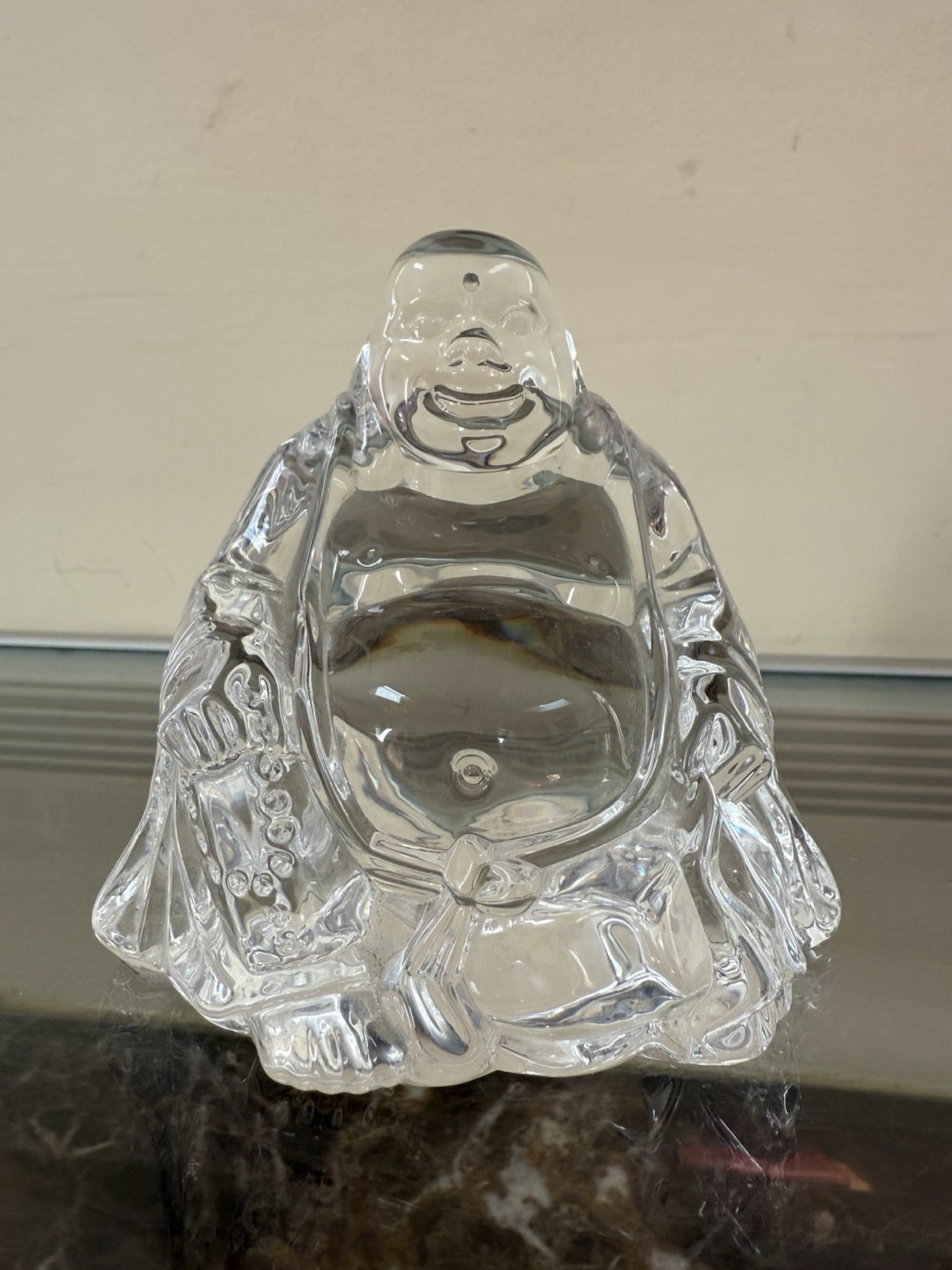 Smiling Happy Buddha Belly NACHTMANN FINE CRYSTAL FIGURINE Paperweight SIGNED