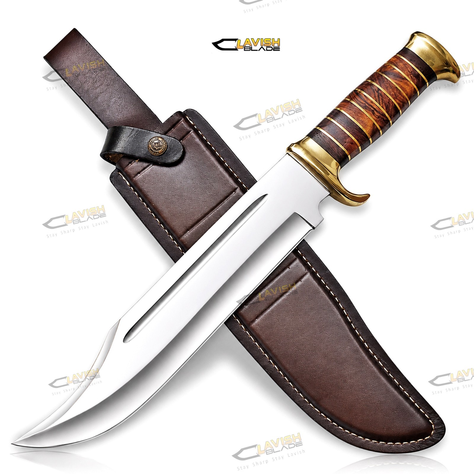 18″ D2 Handmade Hunting Crocodile Dundee High Polish Survival Bowie Knife Sheath