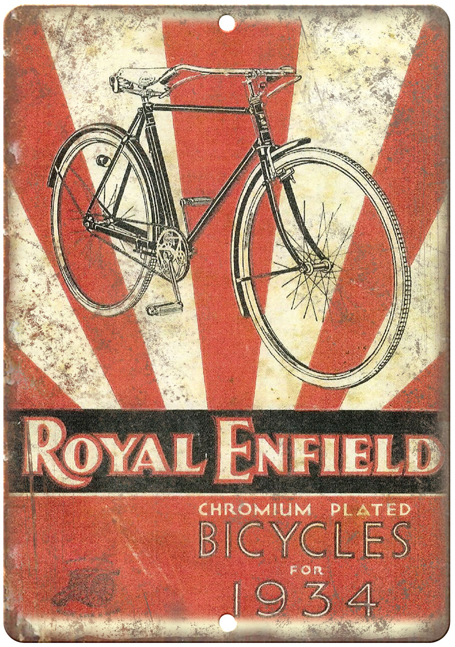 1934 Royal Enfield Chromium Bicycle Ad 12″ x 9″ Reproduction Metal Sign B197
