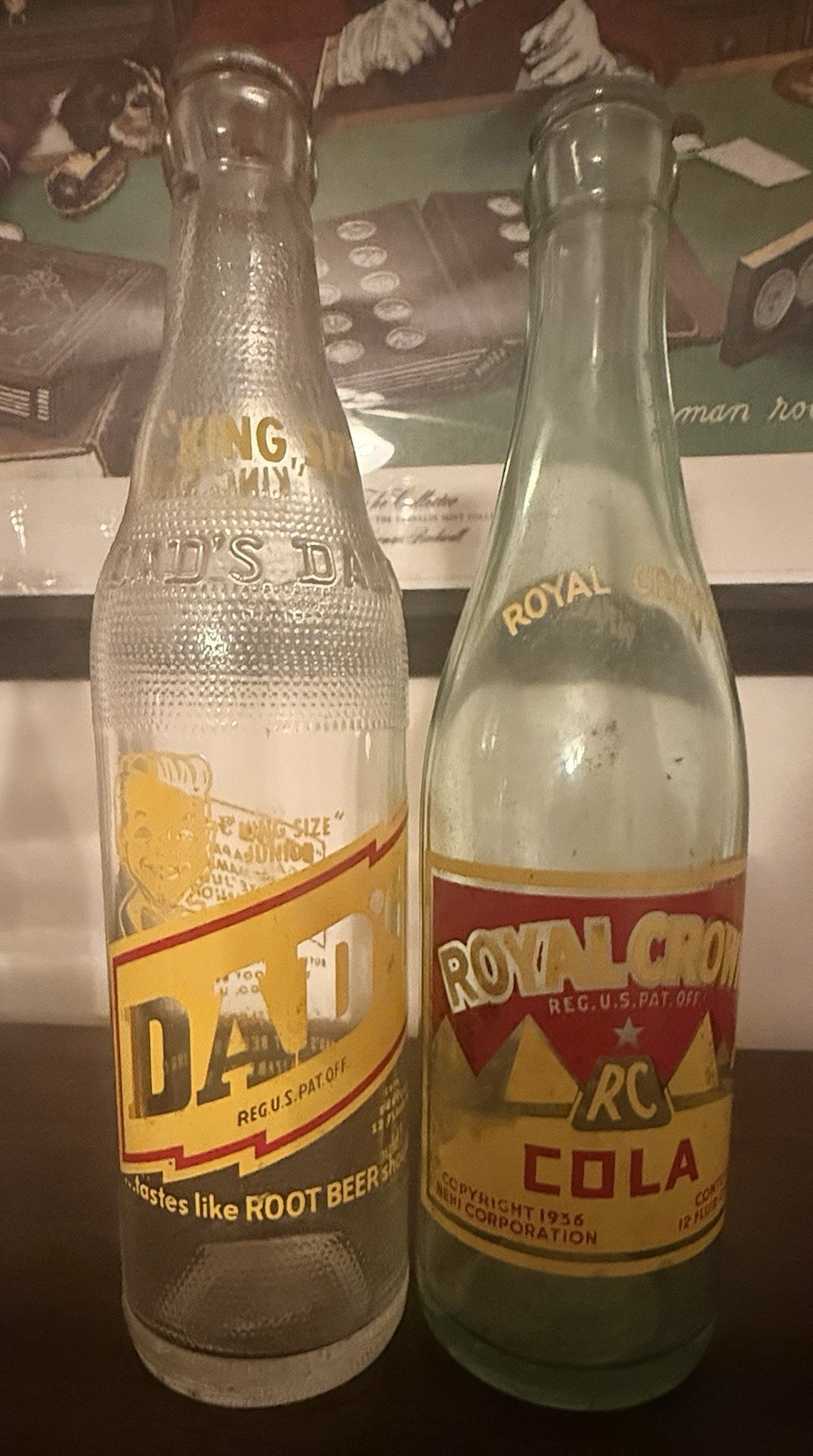 Vintage Soda Bottles DAD’S RB 12oz Elizabeth NJ Royal Crown Cola 12oz Albany NY