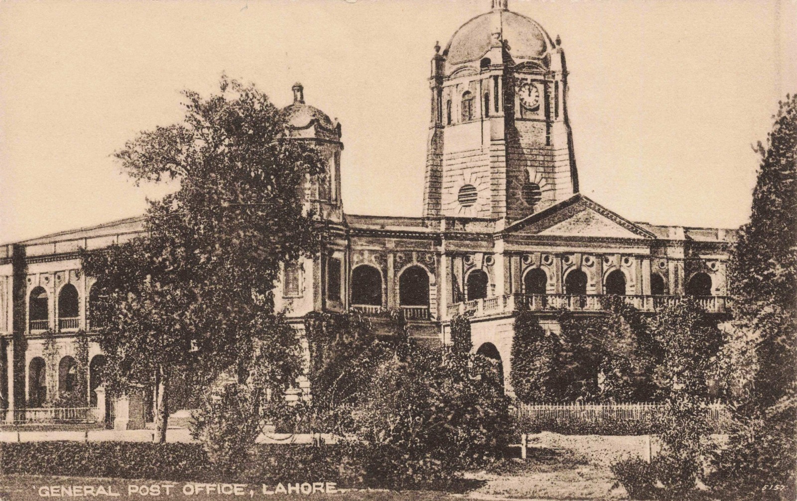 General Post Office Lahore Pakistan Vintage Postcard