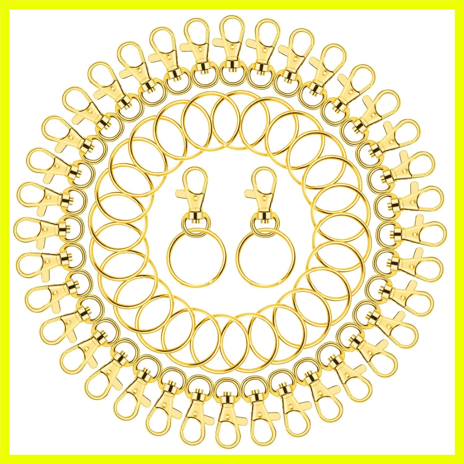 Gold Keychain Rings for Craft, 100pcs Keychain Hardware Kit Includes 50Pcs Ke…