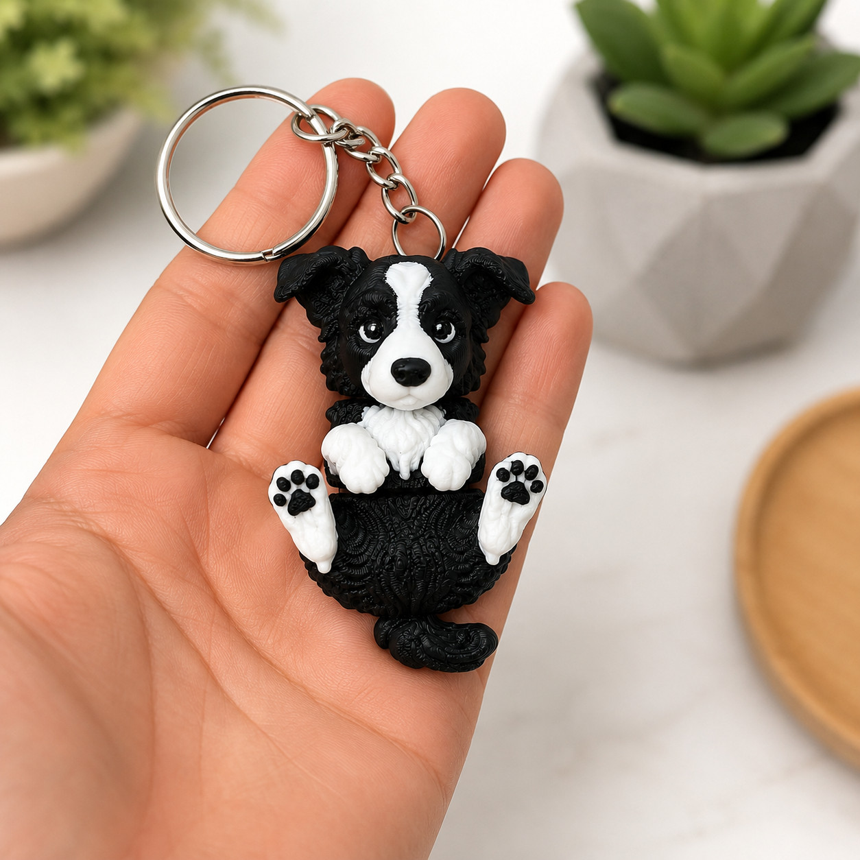 Articulated Border Collie Dog Keychain Cute 3D Printed Gift for Dog Lovers USA