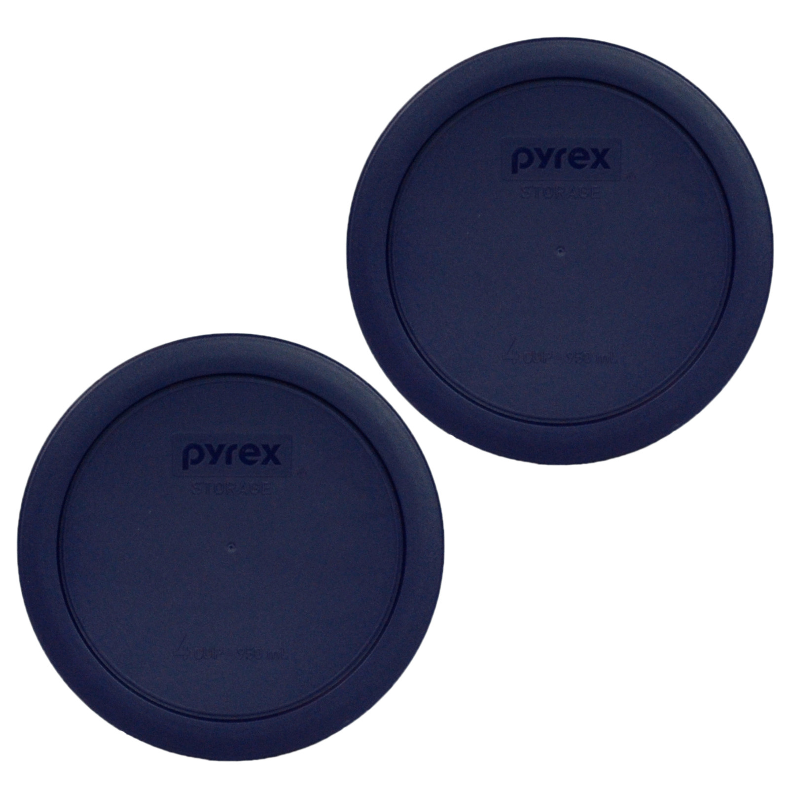 Pyrex 7201-PC Round 4 Cup Storage Lid Cover Blue 2 Pack for Glass Bowl
